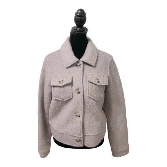 Junior's Coffee Shop Faux Wool Trucker Jacket size S - Picture 1 of 13